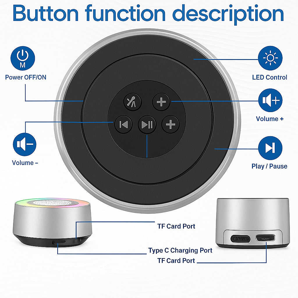 WATERPROOF WIRELESS SPEAKER BLUETOOTH LED MINI SPEAKER PORTABLE