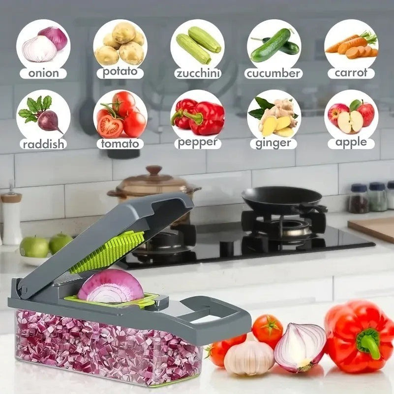 Ultimate 16-in-1 Vegetable Chopper & Fruit Salad Mandolin Slicer - Versatile Food Dicer, Cutter & Peeler