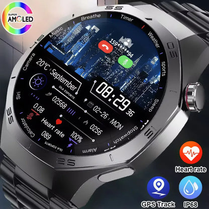 2025 New for Android Ios Smart Watch Men HD AMOLED Screen GPS Motion Trajectory Heart Rate Bluetooth Calls Smartwatch Waterproof