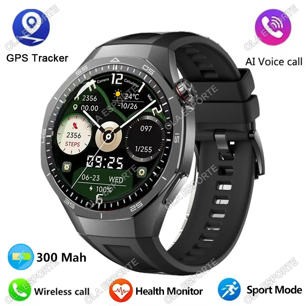 2025 New for Android Ios Smart Watch Men HD AMOLED Screen GPS Motion Trajectory Heart Rate Bluetooth Calls Smartwatch Waterproof
