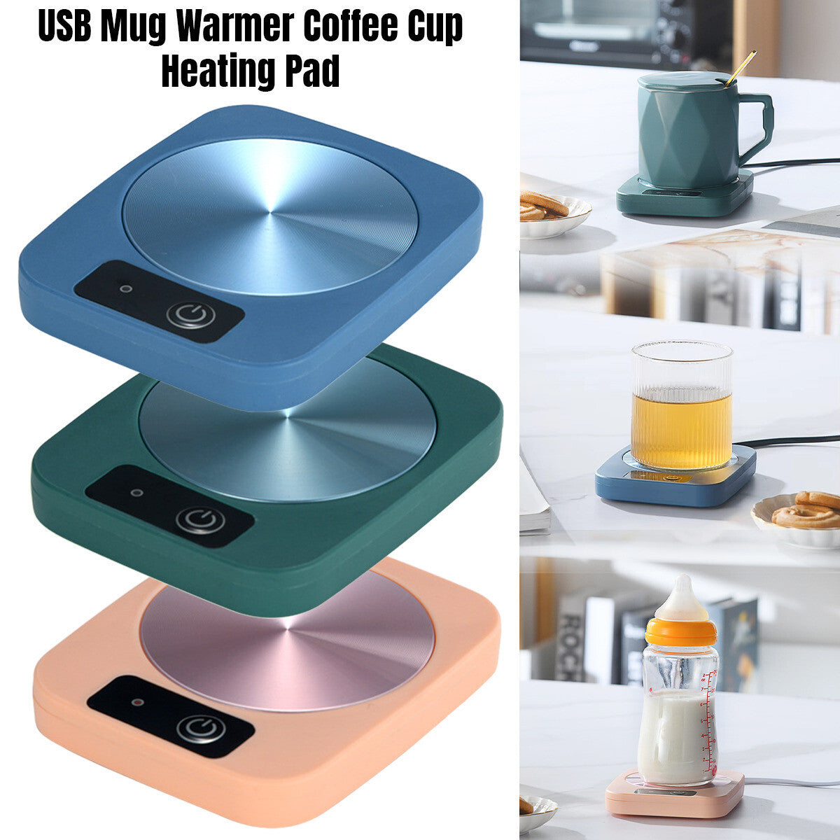 Smart Electric Coffee Mug Warmer - USB Desk Heater for Hot Drinks