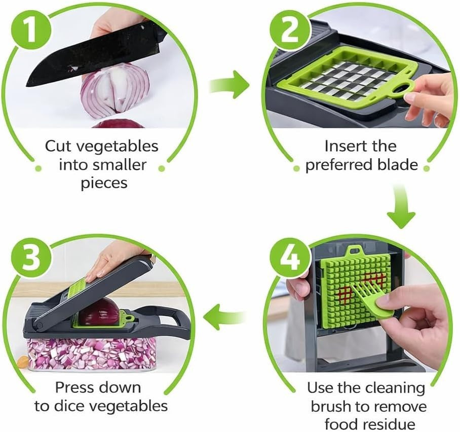 Ultimate 16-in-1 Vegetable Chopper & Fruit Salad Mandolin Slicer - Versatile Food Dicer, Cutter & Peeler