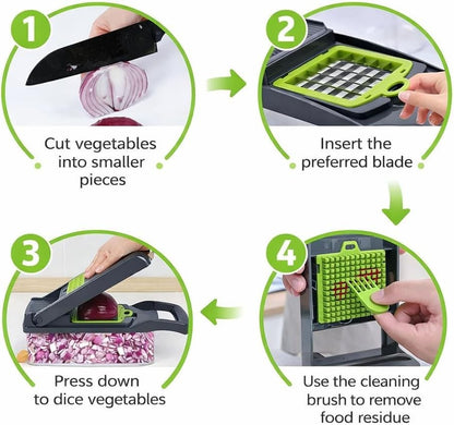 Ultimate 16-in-1 Vegetable Chopper & Fruit Salad Mandolin Slicer - Versatile Food Dicer, Cutter & Peeler