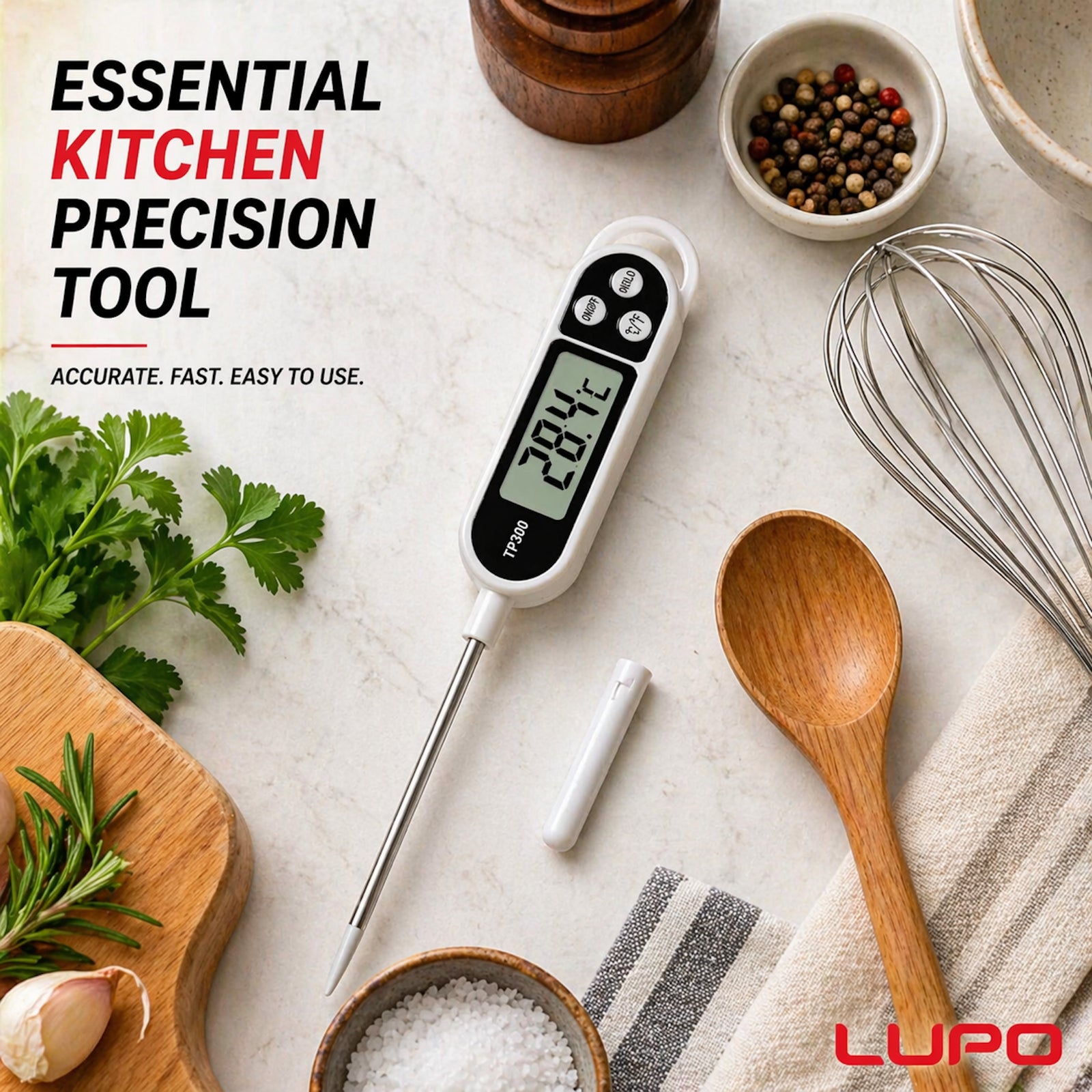 Instant Read Digital Meat Thermometer for BBQ and Air Fryer Cooking