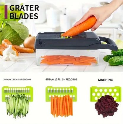 Ultimate 16-in-1 Vegetable Chopper & Fruit Salad Mandolin Slicer - Versatile Food Dicer, Cutter & Peeler