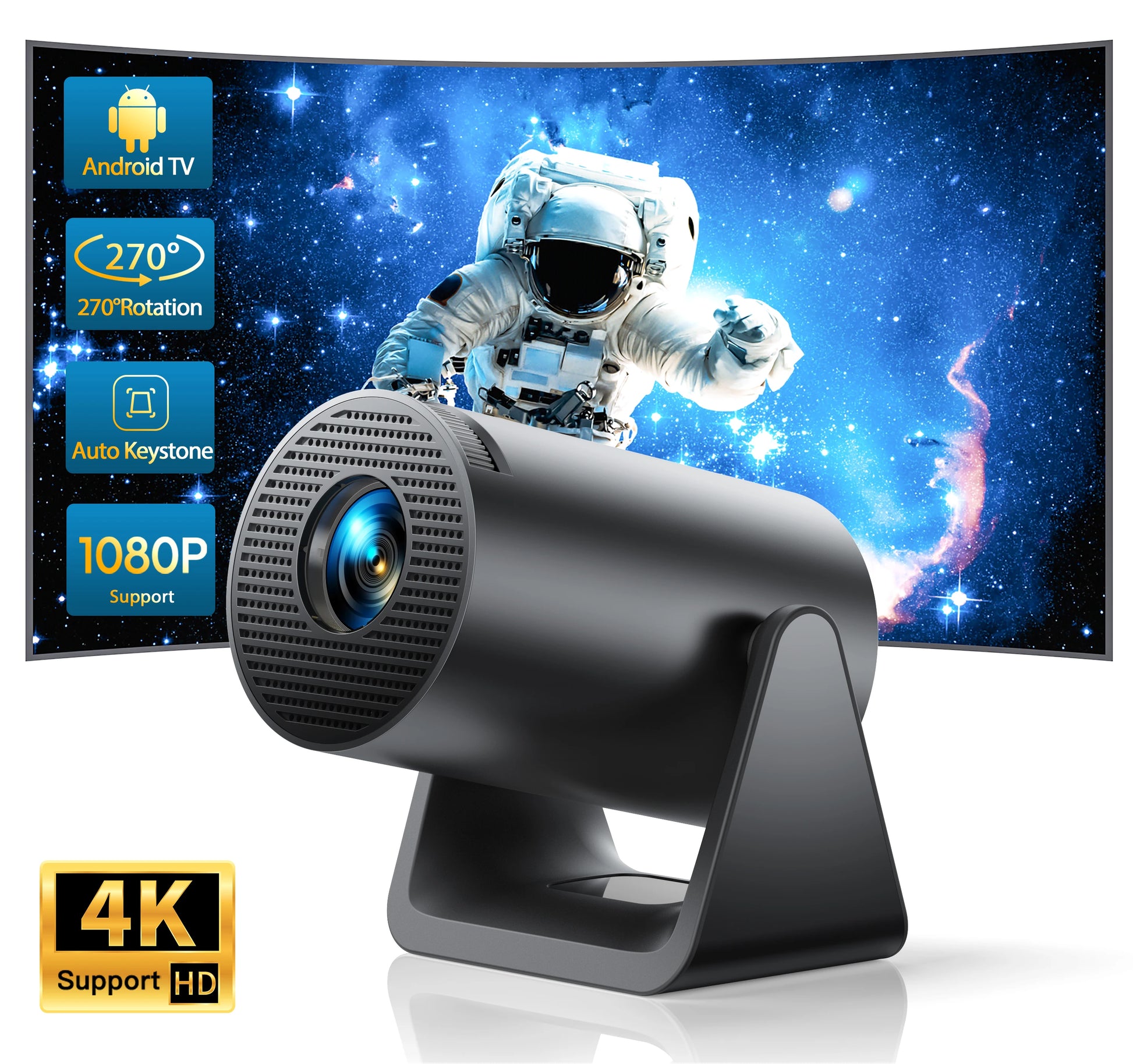 Wimius L1 Mini Projector — 1080P Portable Home Cinema Projector with Built-In Android 11, WiFi & Bluetooth | Perfect Gift for Men