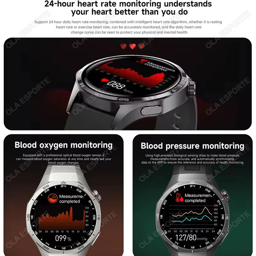 2025 New for Android Ios Smart Watch Men HD AMOLED Screen GPS Motion Trajectory Heart Rate Bluetooth Calls Smartwatch Waterproof