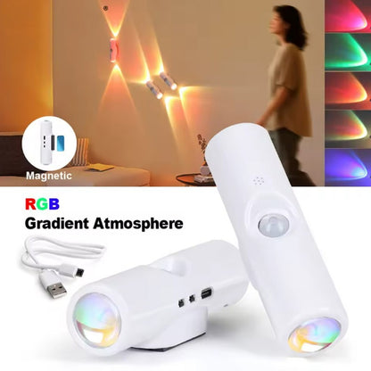 Smart Rechargeable RGB Gradient Motion Sensor LED Wall Lamp - Ambient Night Light
