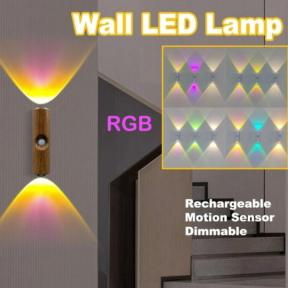 Smart Rechargeable RGB Gradient Motion Sensor LED Wall Lamp - Ambient Night Light