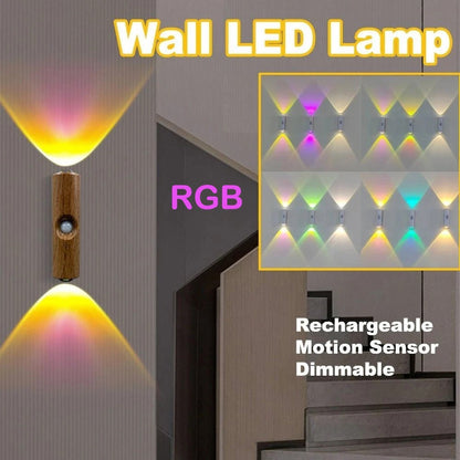 Smart Rechargeable RGB Gradient Motion Sensor LED Wall Lamp - Ambient Night Light
