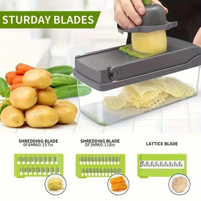 Ultimate 16-in-1 Vegetable Chopper & Fruit Salad Mandolin Slicer - Versatile Food Dicer, Cutter & Peeler