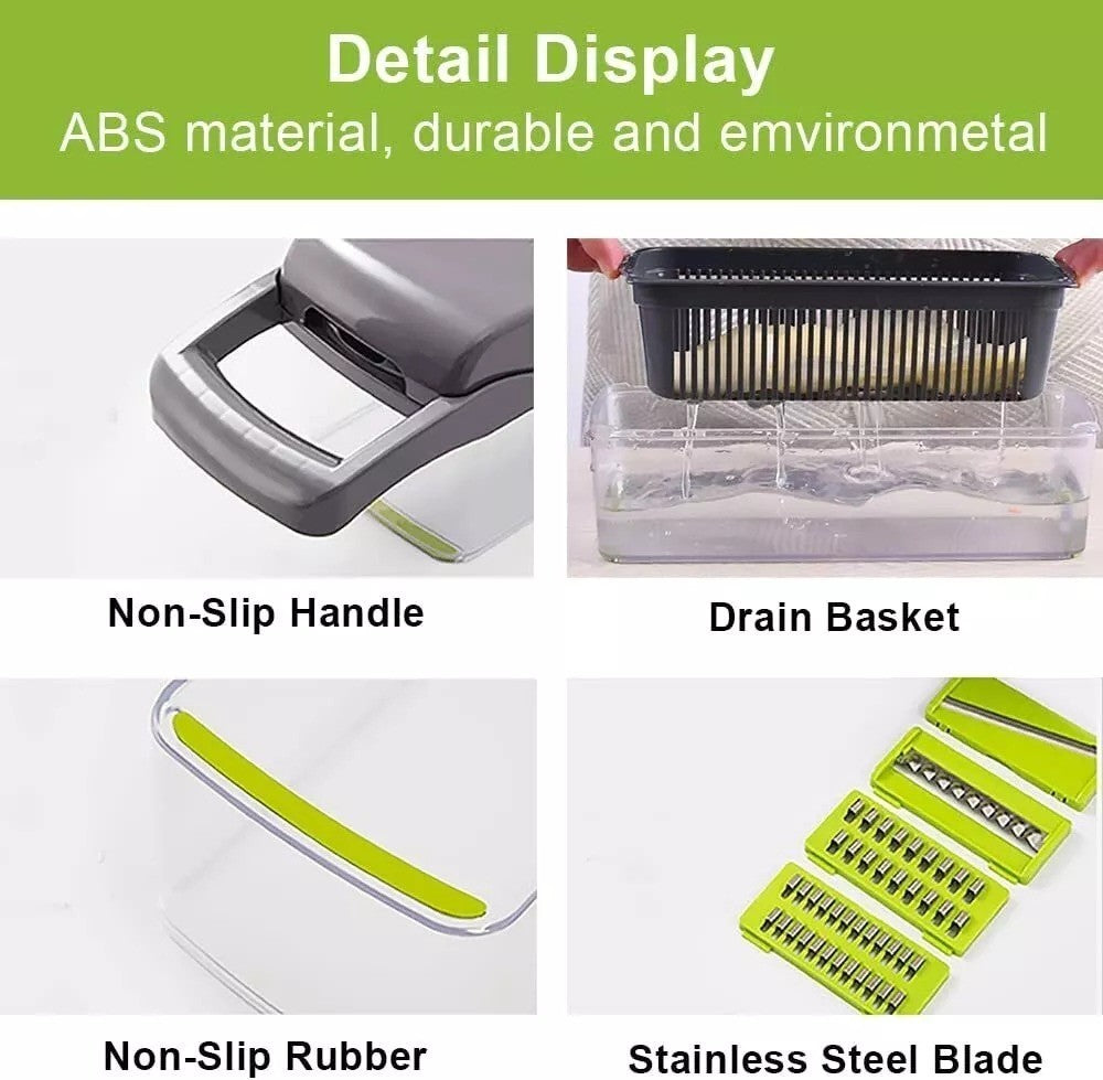 Ultimate 16-in-1 Vegetable Chopper & Fruit Salad Mandolin Slicer - Versatile Food Dicer, Cutter & Peeler