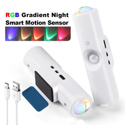 Smart Rechargeable RGB Gradient Motion Sensor LED Wall Lamp - Ambient Night Light