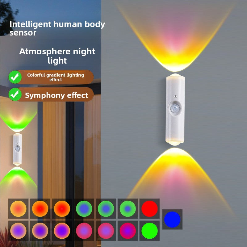 Smart Rechargeable RGB Gradient Motion Sensor LED Wall Lamp - Ambient Night Light