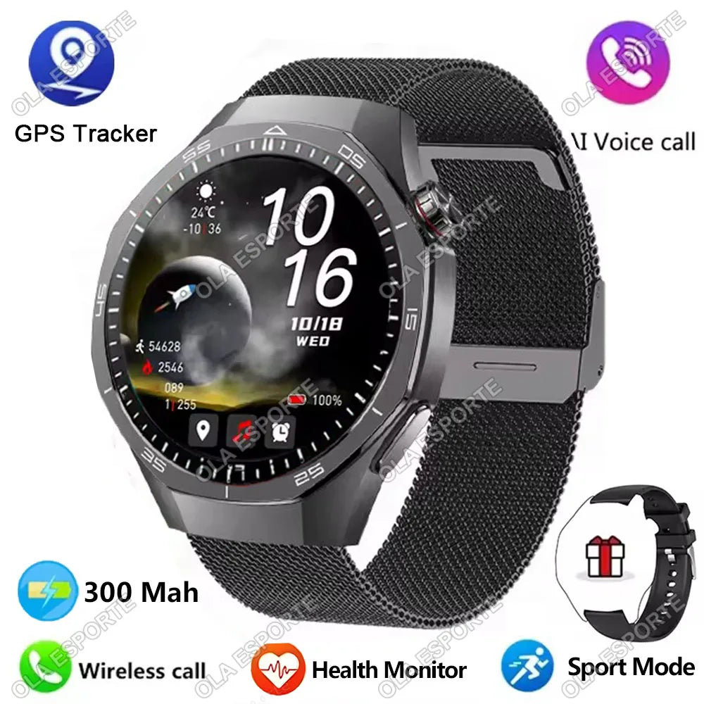2025 New for Android Ios Smart Watch Men HD AMOLED Screen GPS Motion Trajectory Heart Rate Bluetooth Calls Smartwatch Waterproof