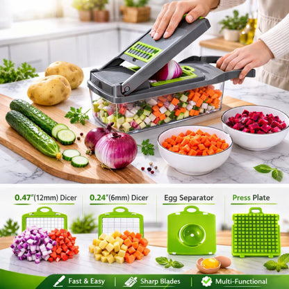 Ultimate 16-in-1 Vegetable Chopper & Fruit Salad Mandolin Slicer - Versatile Food Dicer, Cutter & Peeler
