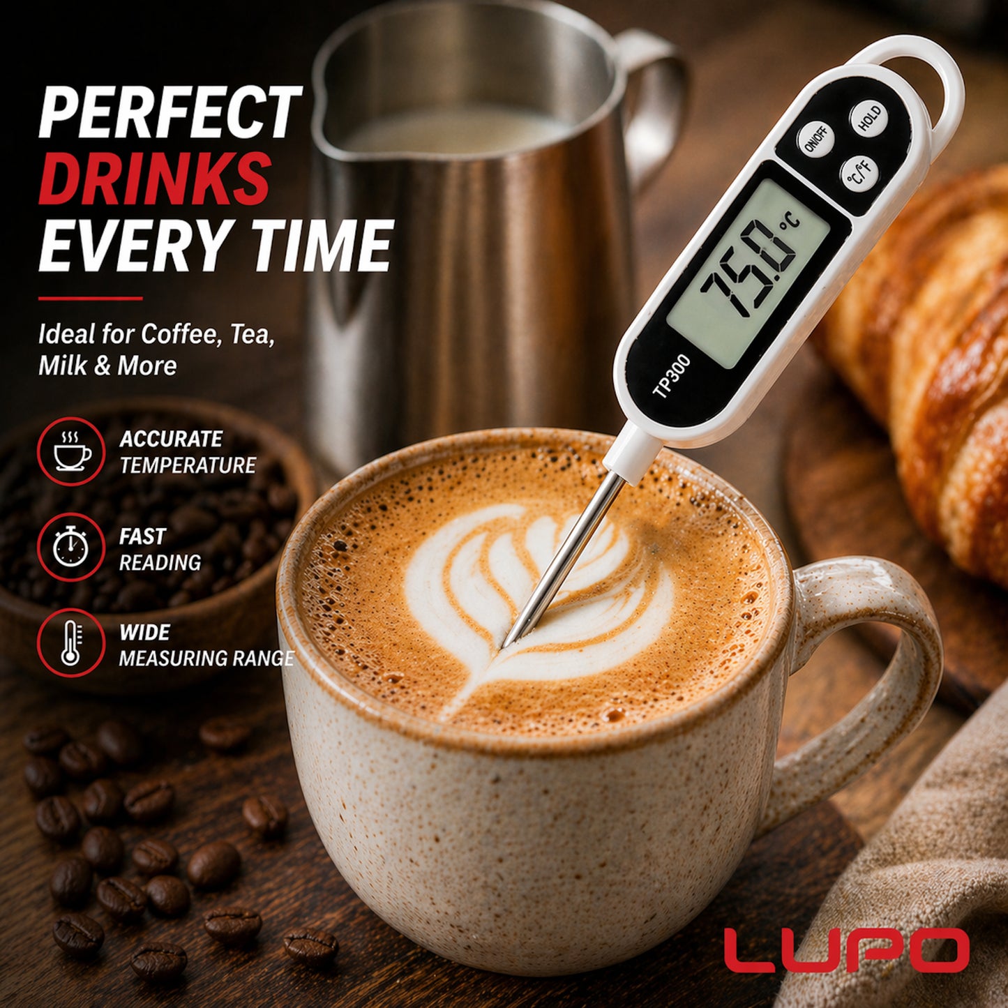 Instant Read Digital Meat Thermometer for BBQ and Air Fryer Cooking